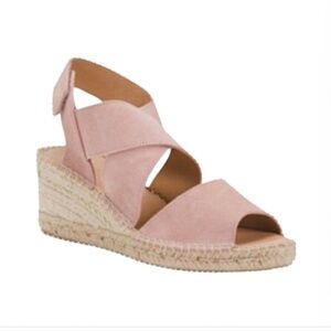 JUTELIA Espadrille Sandal Pale Pink Leather Velcro Closure EU 37 Size 7